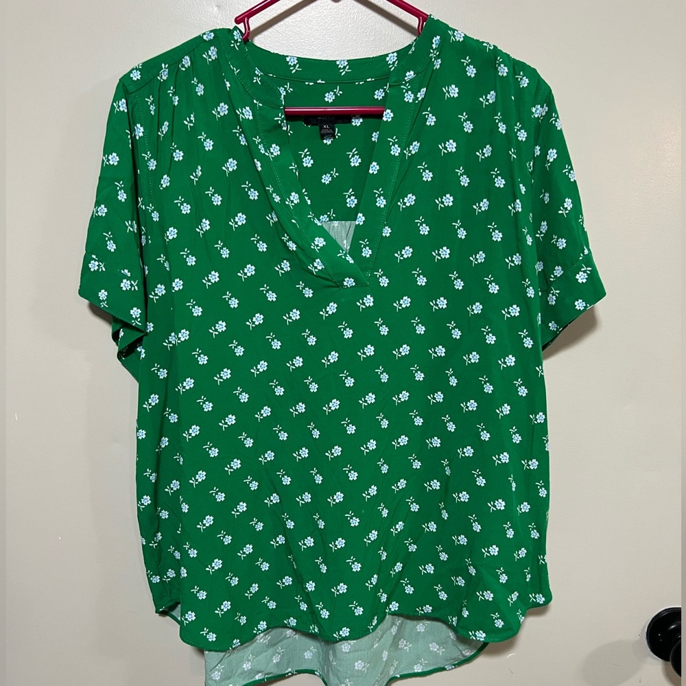 J. Crew Kelly Green Floral Top Size XL